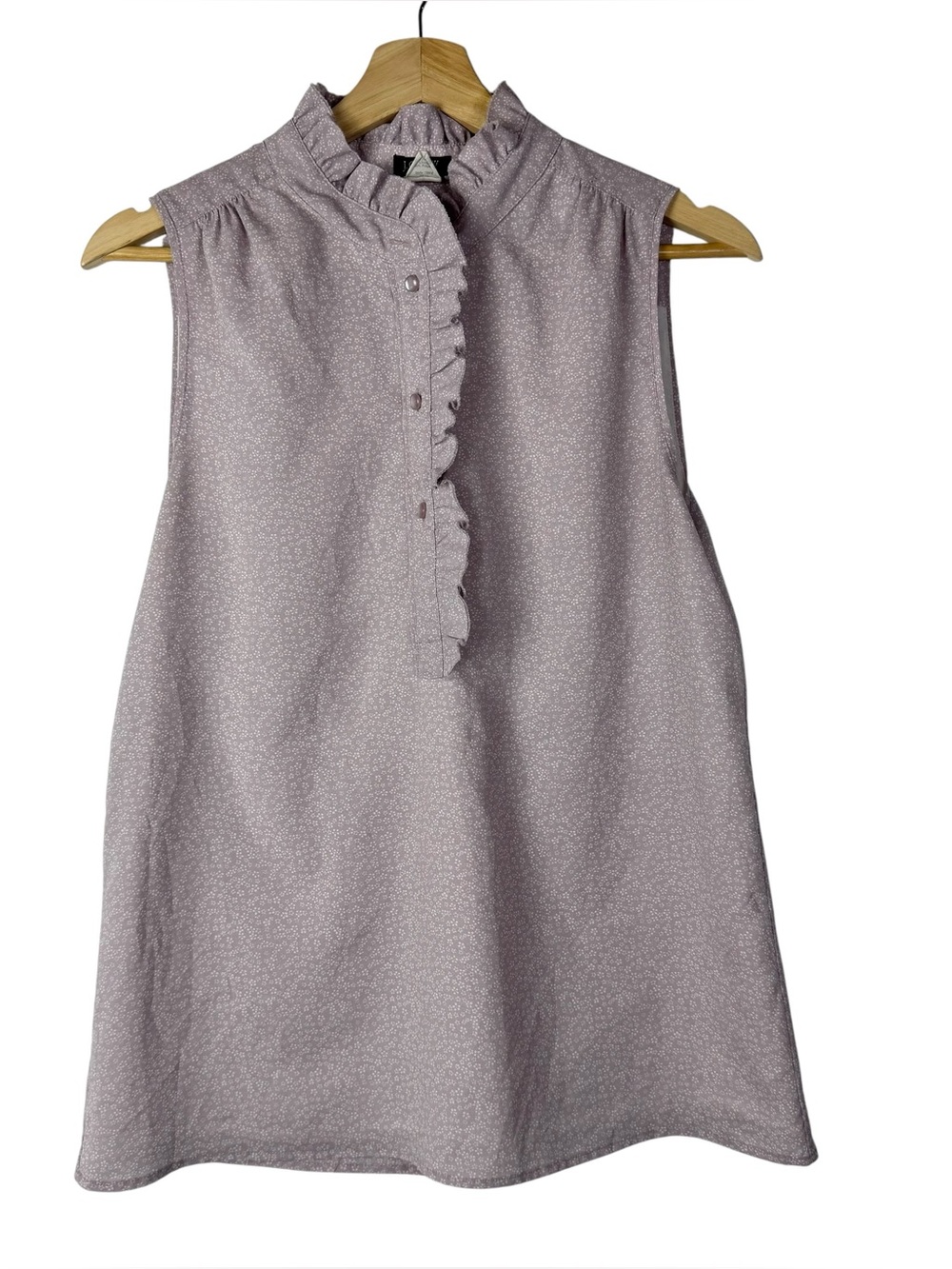 J. Crew Lilac Purple Henley Ruffle Sleeveless Blouse 8